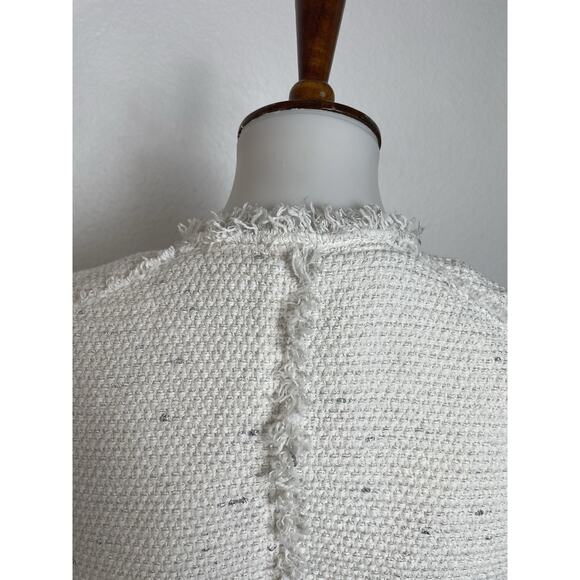 Rebecca Taylor Blazer Jacket Single Breast Open Front Fringe Tweed - Picture 7 of 14